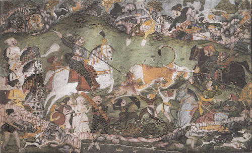 6 Chasse-aux-lions-peinture-indienne