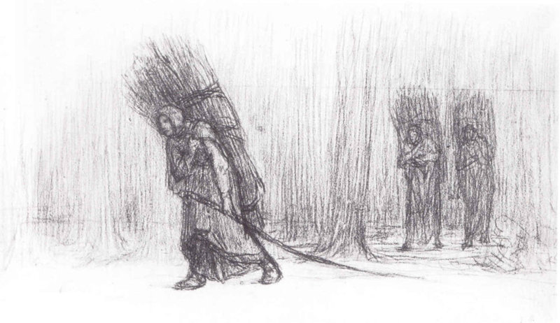 Fagoteuses revenant de la foret Gravure