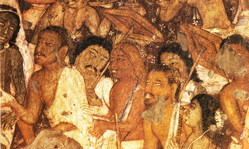 11 Mendiants-demandant-l-aumone-au-prince-Vessantara-peinture-indienne1