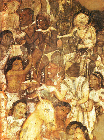 12 Mendiants-recevant-l-aumone-du-prince-Vessantara-peinture-indienne2