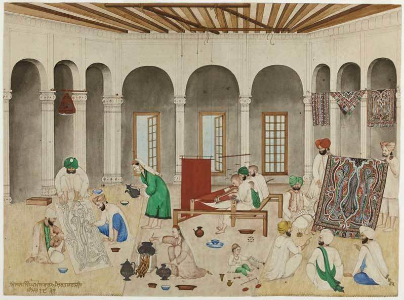 13 Atelier-de-tisserand-de-chales-de-cachemire-peinture-indienne