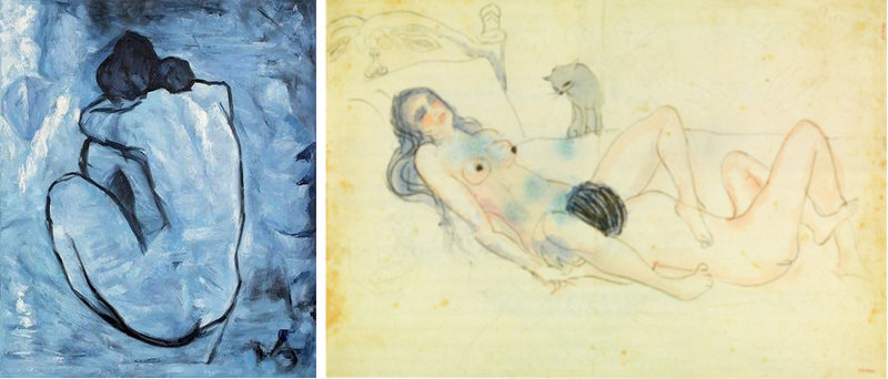 7-Nu-bleu-et-deux-figures-et-un-chat-Picasso