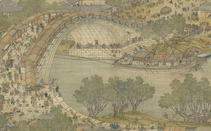 6 Artistes de cour  La fête Qīngmîg au bord de la rivière  Pont