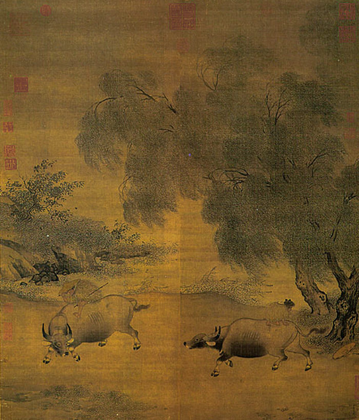 7 Lǿ Dà Bergers et buffles dans la tempête  Musée National du Palais  Taipei