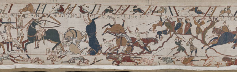 28 Tapisserie Bayeux Anglais et Français tombent au combat