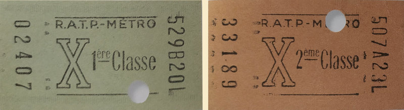 3 ticket métro 1° et 2° classe 1960